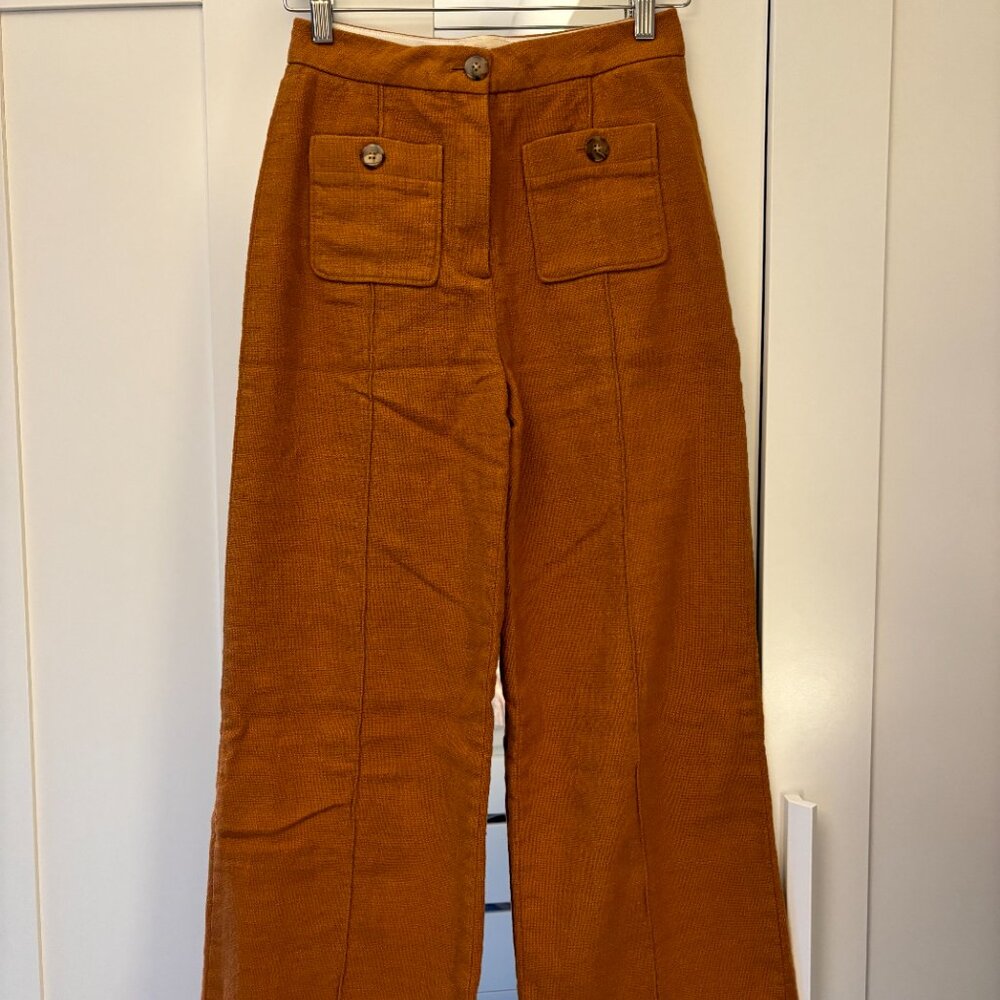 Sezane Emilio Trousers in Ochre (cotton & linen blend) - Picture 4 of 8